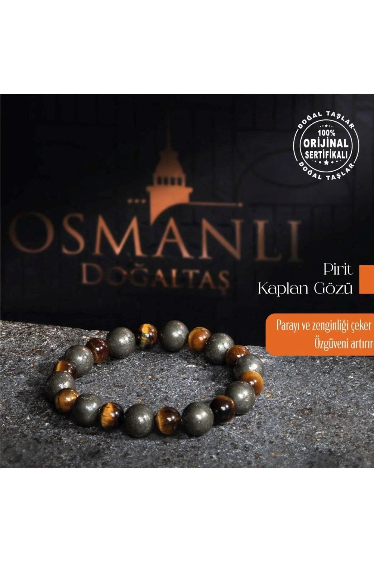 MuhammedMasumCo Kaplan Gözü ve Pirit Taş Bileklik – Güç ve Şıklık