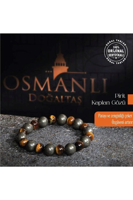 MuhammedMasumCo Kaplan Gözü ve Pirit Taş Bileklik – Güç ve Şıklık