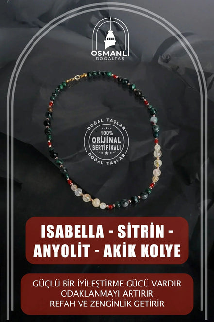 İsabella, Sitrin Anyolit Akik Doğal Taş Kolye