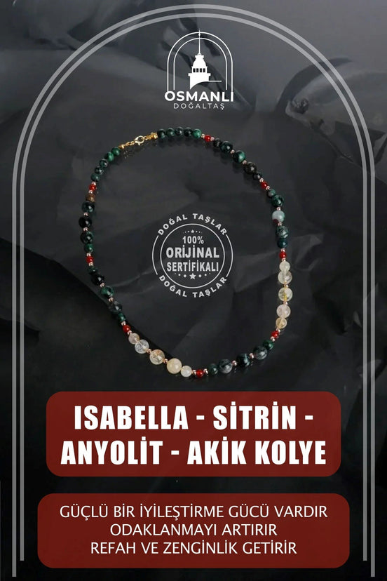 İsabella, Sitrin Anyolit Akik Doğal Taş Kolye