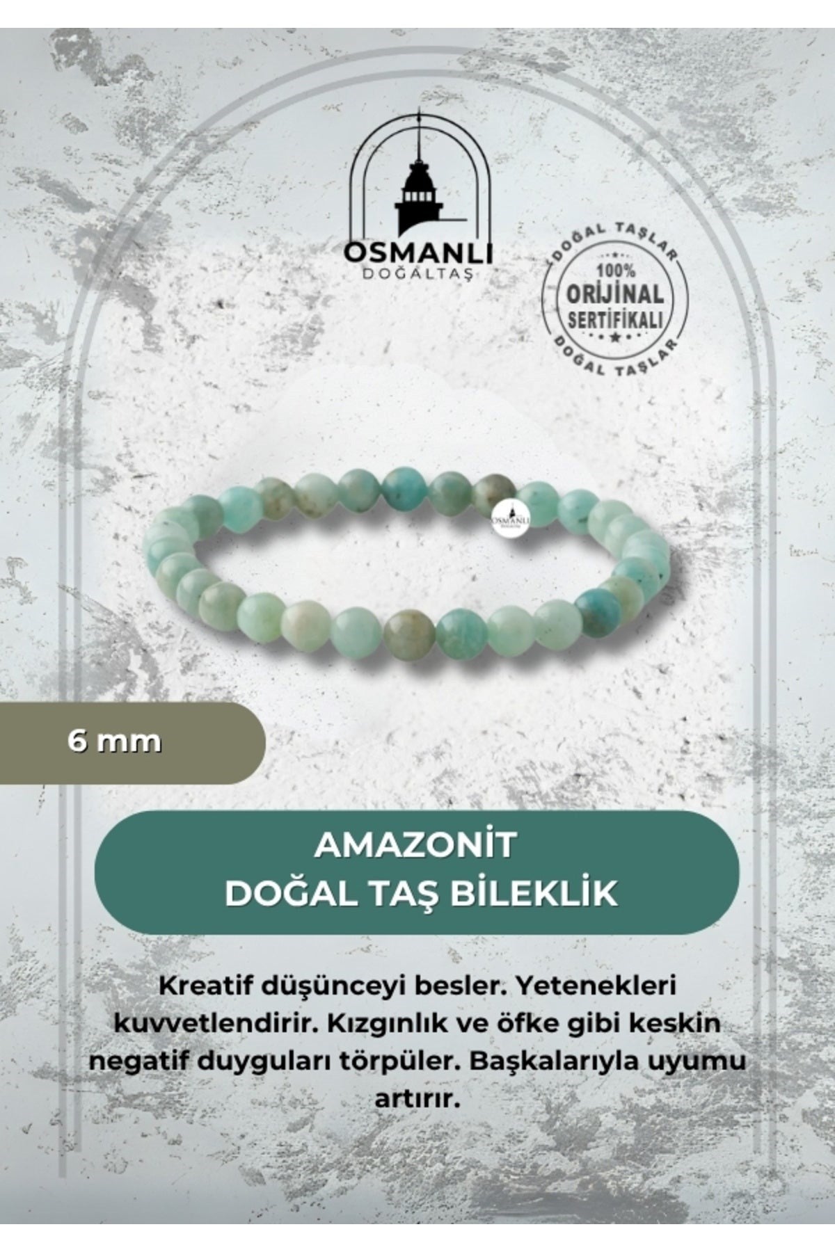 Amazonit 6mm Doğal Taş Bileklik