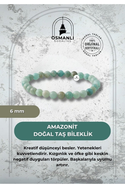 Amazonit 6mm Doğal Taş Bileklik