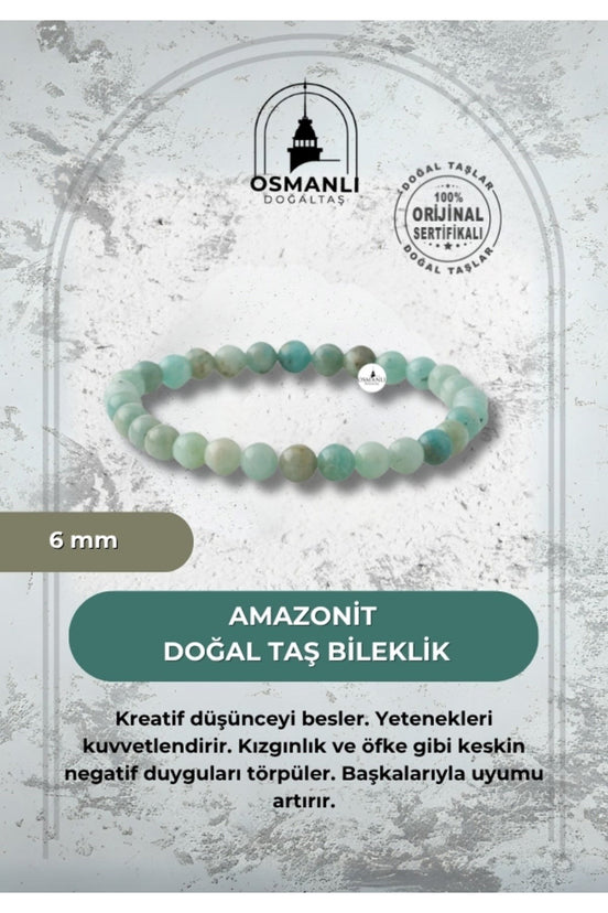 Amazonit 6mm Doğal Taş Bileklik