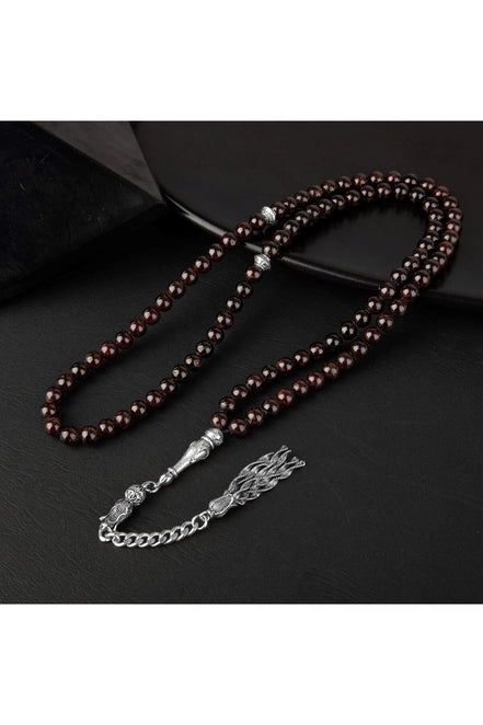 Bordo Granat Lal Doğal Taş Tesbih 99luk - 6mm