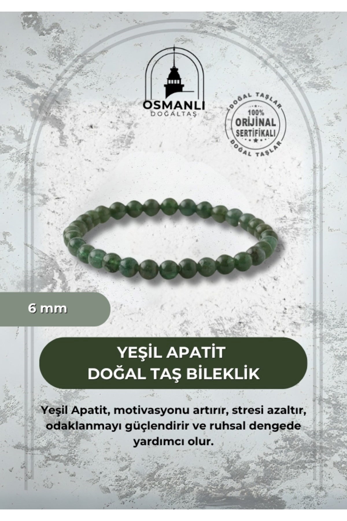 Yeşil Apatit 6mm Doğal Taş Bileklik