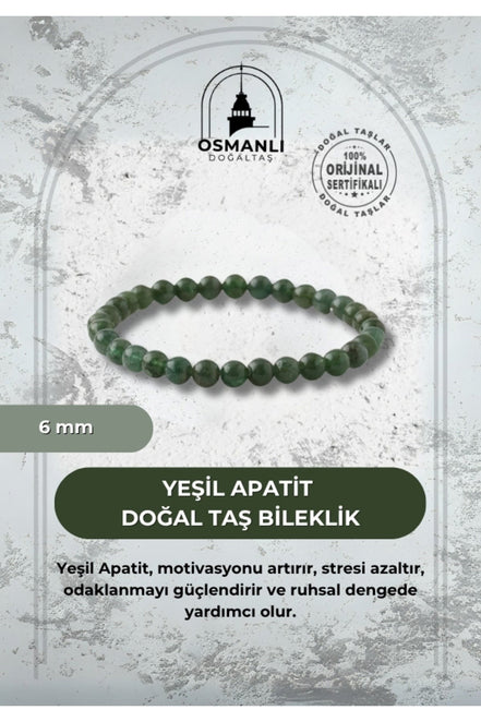 Yeşil Apatit 6mm Doğal Taş Bileklik