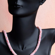 El İşçiliği Örme Pembe Opal Gümüş Kapama Kolye (SK:107)