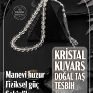 Kristal Kuvars Doğal Taş Tesbih 33lük - 8mm