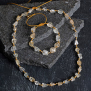 Sitrin Naturel Doğal Taş Makrome Set
