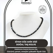 Siyah Göz Akik 6 mm Dizi Doğal Taş Kolye