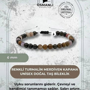 Renkli Turmalin 6mm Merdiven Kapama Doğal Taş Bileklik