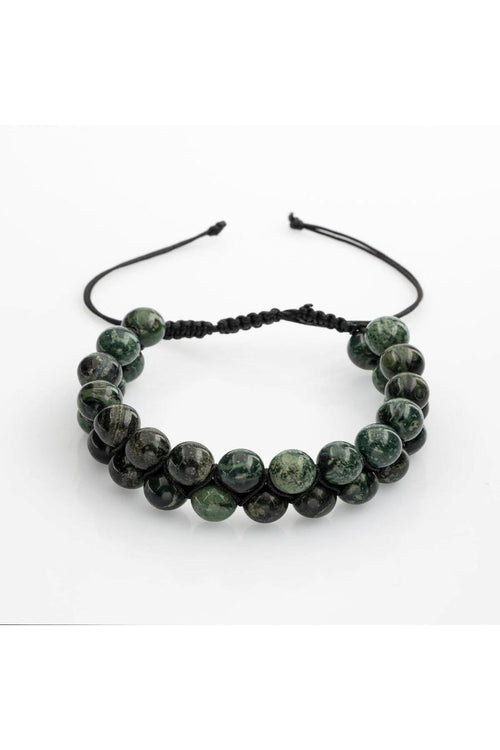 Yeşil Kanbaba Jasper 8mm Çift Sıra Makrome Doğal Taş Bileklik