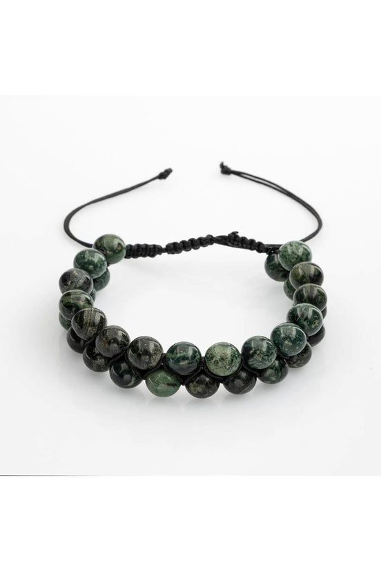 Yeşil Kanbaba Jasper 8mm Çift Sıra Makrome Doğal Taş Bileklik