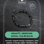 Hematit ve Obsidyen Doğal Taş Bileklik