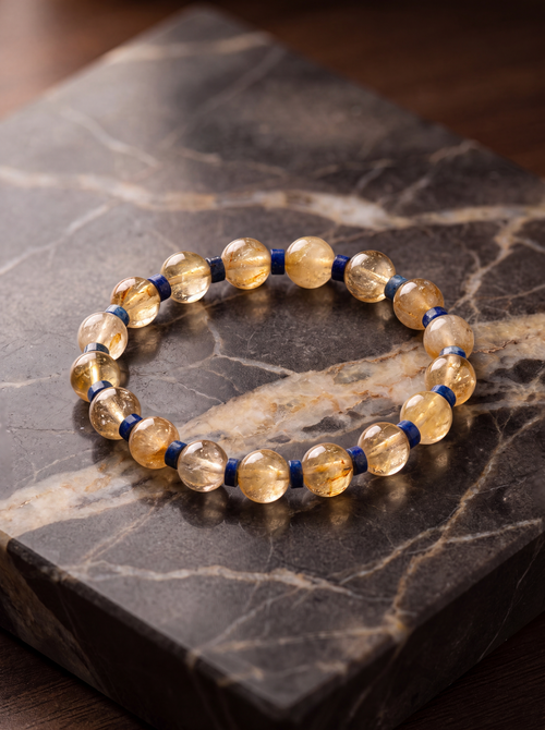 Sitrin - Lapis Lazuli Doğal Taş Bileklik (8 mm)
