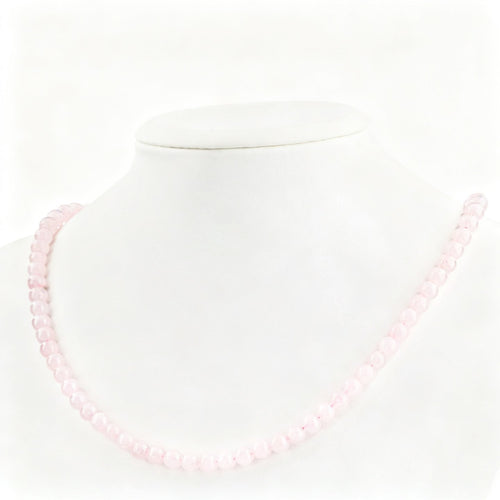 Pembe Kuvars Doğal Taş Kolye – 6 mm Dizi, Unisex Tasarım