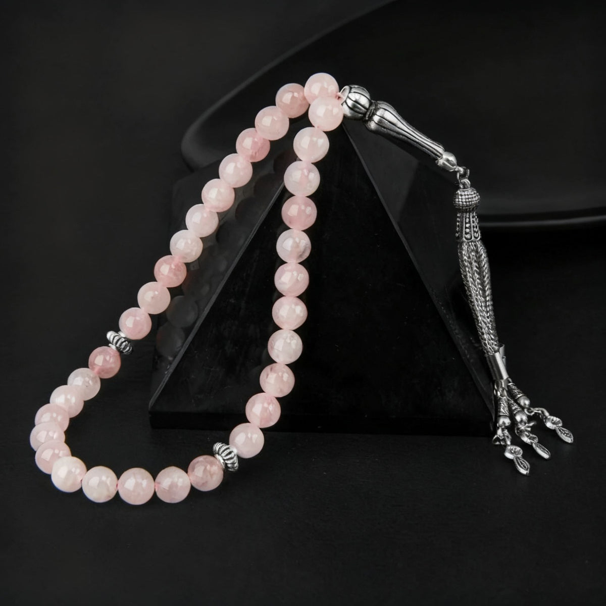 Pembe Kuvars (Gül Kuvars) Doğal Taş Tesbih 33lük - 8mm