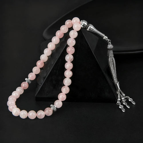 Pembe Kuvars (Gül Kuvars) Doğal Taş Tesbih 33lük - 8mm