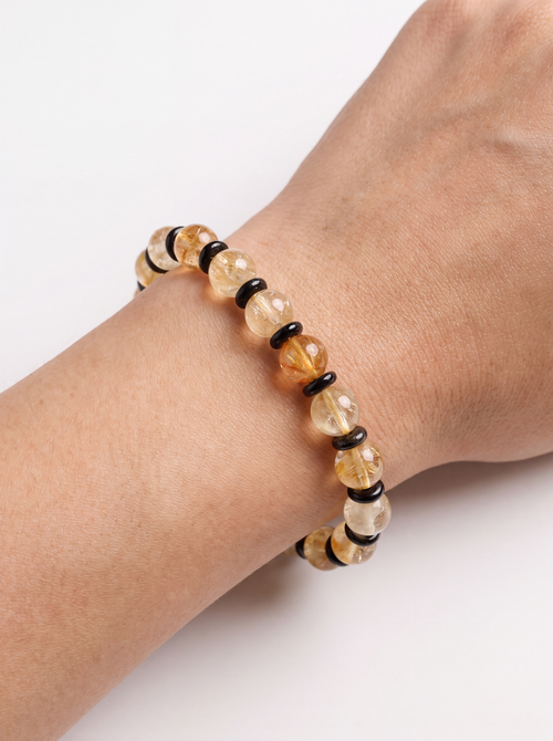 Sitrin - Golden Obsidyen Doğal Taş Bileklik (8 mm)