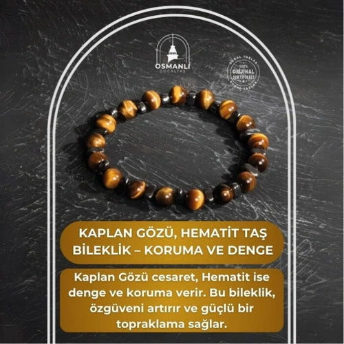 Sertifikalı Kaplan Gözü ve Hematit Taş Bileklik – Koruma ve Denge